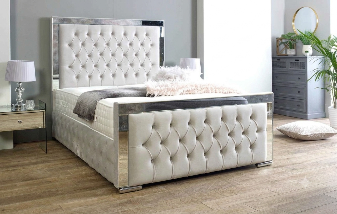 Chesterfield Mirror Bed – Luxury Mirrored Upholstered Bed
