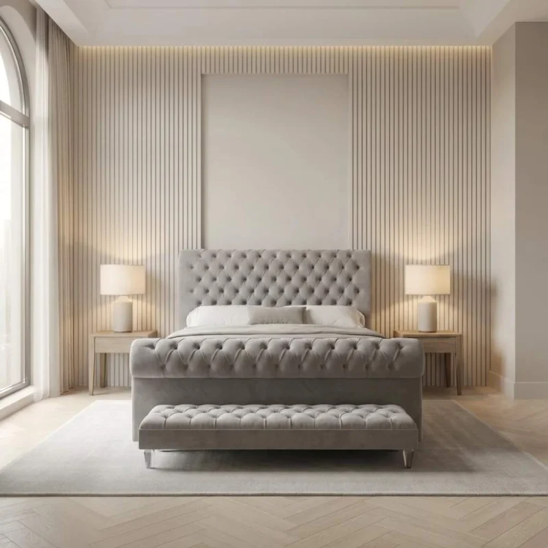 Quebec Chesterfield Sleigh Bed
