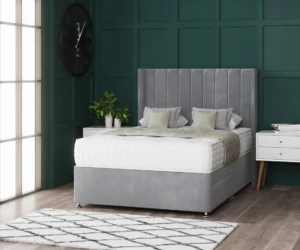 Amelia Wing Divan Bed Set with vertical-lined headboard by Dreamcraft Furniture