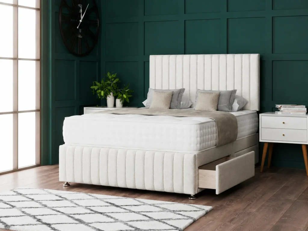 Apollo Divan Bed Set With Footboard and vertical-lined headboard by Dreamcraft Furniture