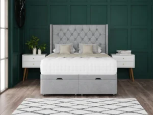 Princess Ottoman Bed with floor-standing wing headboard by Dreamcraft Furniture
