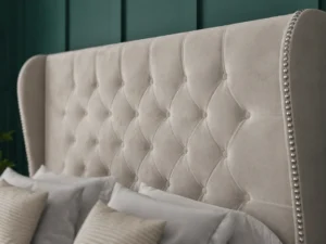 Chesterfield Curved Wing Divan Bed Set with diamond-tufted headboard by Dreamcraft Furniture