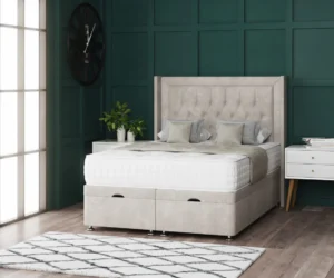 Miami Ottoman Bed with floor-standing wing headboard by Dreamcraft Furniture
