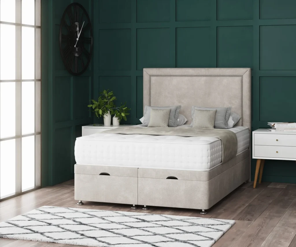 Hannah Beading Ottoman Bed with bumper bar headboard by Dreamcraft Furniture