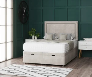 Hannah Beading Ottoman Bed with bumper bar headboard by Dreamcraft Furniture