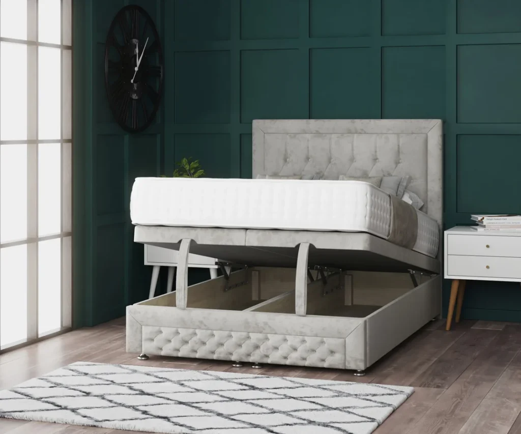 Miami Ottoman Storage Divan Bed With Headboard And Footboard