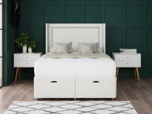 Hannah Beading Ottoman Bed with bumper bar wing headboard by Dreamcraft Furniture