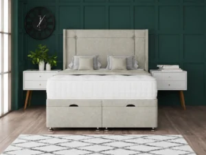 Milan Ottoman Bed with floor-standing wing headboard by Dreamcraft Furniture