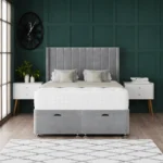 Amelia Wing Ottoman Bed with floor-standing headboard by Dreamcraft Furniture