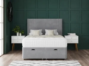 Savannah Ottoman Bed with floor-standing wing headboard by Dreamcraft Furniture