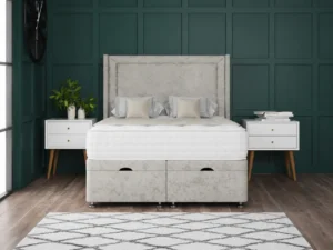 Hannah Ottoman Bed with floor-standing bumper bar wing headboard by Dreamcraft Furniture