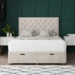 Chesterfield Ottoman Bed with diamond-tufted headboard by Dreamcraft Furniture