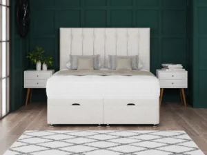 Florence Ottoman Bed with vertical-lined button-detail headboard by Dreamcraft Furniture