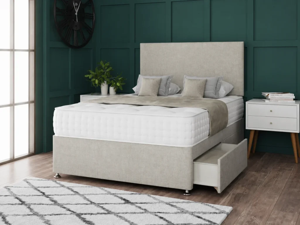 Jane Divan Bed Set with minimalist plain headboard by Dreamcraft Furniture