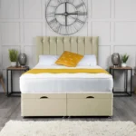 Florence Ottoman Bed with vertical-lined button-detail headboard by Dreamcraft Furniture