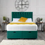 Florence Ottoman Bed with vertical-lined button-detail headboard by Dreamcraft Furniture