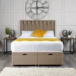 Florence Ottoman Bed with vertical-lined button-detail headboard by Dreamcraft Furniture
