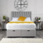 Florence Ottoman Bed with vertical-lined button-detail headboard by Dreamcraft Furniture