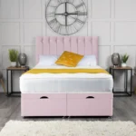 Florence Ottoman Bed with vertical-lined button-detail headboard by Dreamcraft Furniture