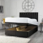 Florence Ottoman Bed with vertical-lined button-detail headboard by Dreamcraft Furniture