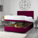 Florence Ottoman Bed with vertical-lined button-detail headboard by Dreamcraft Furniture
