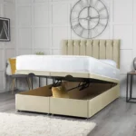 Florence Ottoman Bed with vertical-lined button-detail headboard by Dreamcraft Furniture