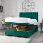 Florence Ottoman Bed with vertical-lined button-detail headboard by Dreamcraft Furniture