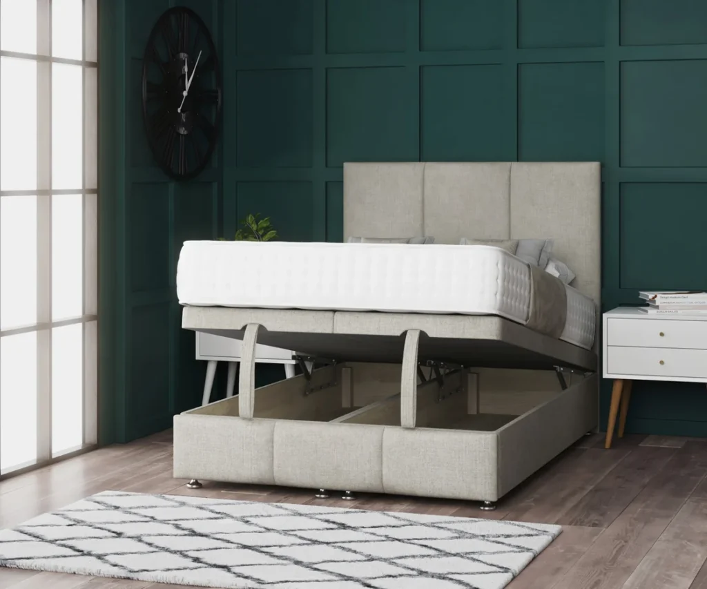 3 Panel Ottoman Storage Divan Bed With Headboard And Footboard