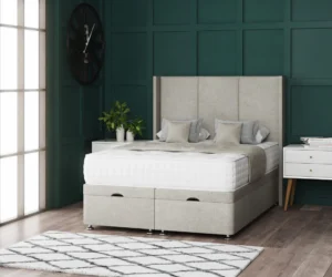 3 Panel Ottoman Bed with floor-standing wing headboard by Dreamcraft Furniture