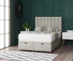 Florence Ottoman Bed with vertical-lined button-detail headboard by Dreamcraft Furniture