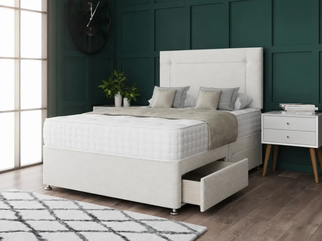 Milan Divan Bed Set with stylish headboard by Dreamcraft Furniture