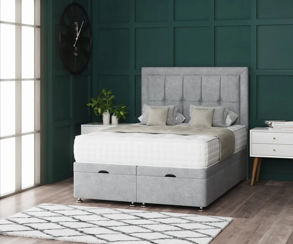 Venice Ottoman Bed with floor-standing wing headboard by Dreamcraft Furniture