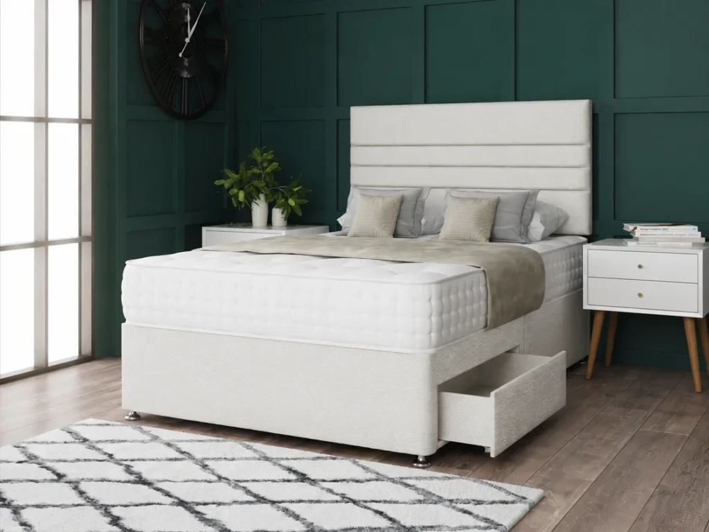Paris Divan Bed Set with horizontally lined headboard by Dreamcraft Furniture