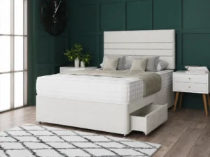 Paris Divan Bed Set with horizontally lined headboard by Dreamcraft Furniture