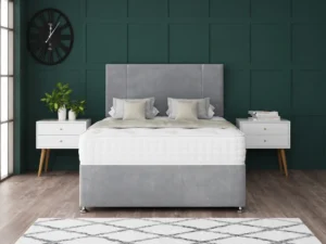 Porto Divan Bed Set with two vertical line headboard by Dreamcraft Furniture