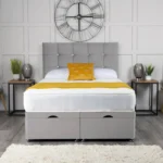 Cube Ottoman Bed with cube-inspired headboard by Dreamcraft Furniture