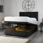 Cube Ottoman Bed with cube-inspired headboard by Dreamcraft Furniture