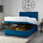 Cube Ottoman Bed with cube-inspired headboard by Dreamcraft Furniture