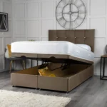 Cube Ottoman Bed with cube-inspired headboard by Dreamcraft Furniture
