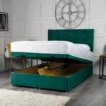 Cube Ottoman Bed with cube-inspired headboard by Dreamcraft Furniture