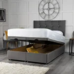 Cube Ottoman Bed with cube-inspired headboard by Dreamcraft Furniture