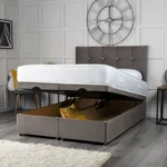 Cube Ottoman Bed with cube-inspired headboard by Dreamcraft Furniture