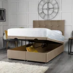 Cube Ottoman Bed with cube-inspired headboard by Dreamcraft Furniture