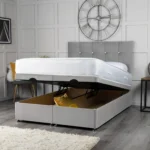 Cube Ottoman Bed with cube-inspired headboard by Dreamcraft Furniture