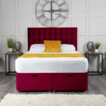 Omega Ottoman Bed with geometric buttoned headboard by Dreamcraft Furniture