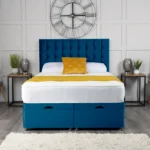 Omega Ottoman Bed with geometric buttoned headboard by Dreamcraft Furniture