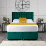Omega Ottoman Bed with geometric buttoned headboard by Dreamcraft Furniture