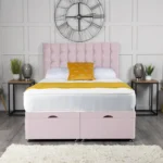 Omega Ottoman Bed with geometric buttoned headboard by Dreamcraft Furniture
