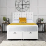 Omega Ottoman Bed with geometric buttoned headboard by Dreamcraft Furniture