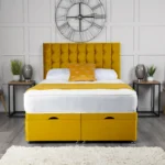 Omega Ottoman Bed with geometric buttoned headboard by Dreamcraft Furniture